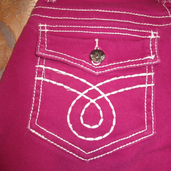 ❤ U-51 HOT PINK/FUCHSIA JEANS WITH EMBROIDERY ❤ - Picture 4 of 15